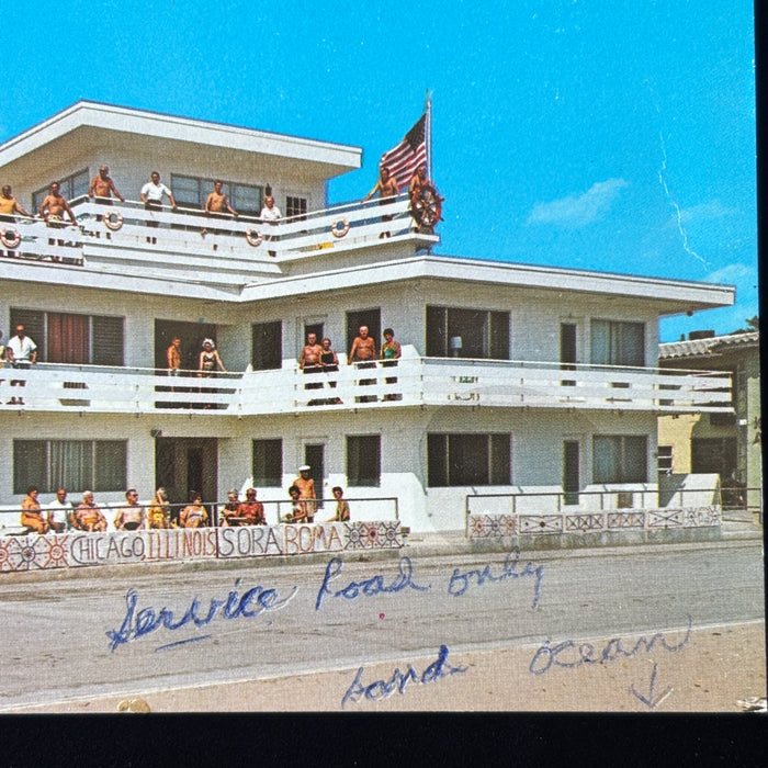 Vintage Postcard 1960s Beach House Di Vito Sea Hollywood Florida Broadwalk Sand