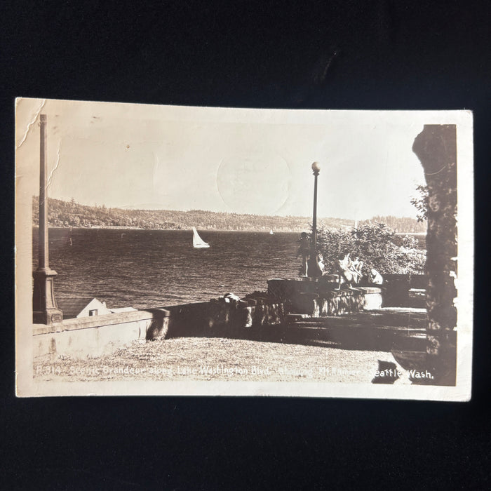 Vintage Postcard 1944 RPPC Swimming Children Lake Washington Seattle Sailboat