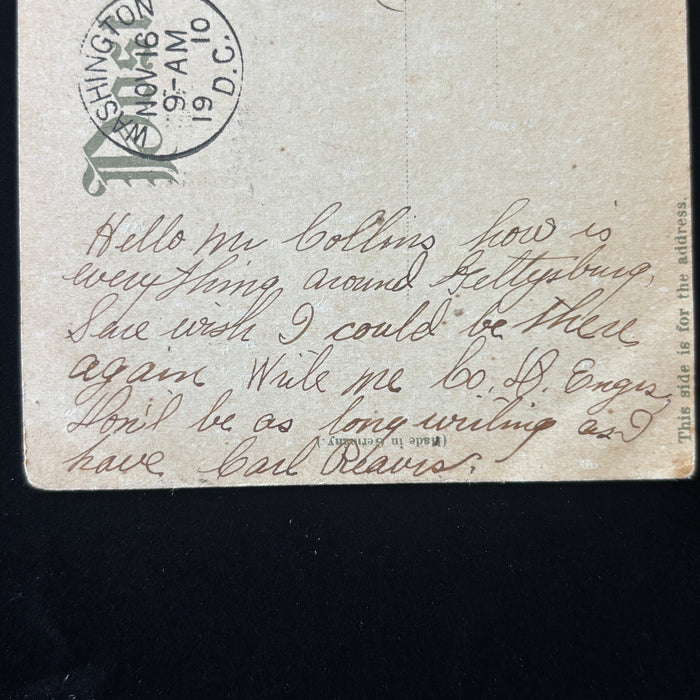 Antique Postcard 1910 Social History Washington Monument Gettysburg Station D