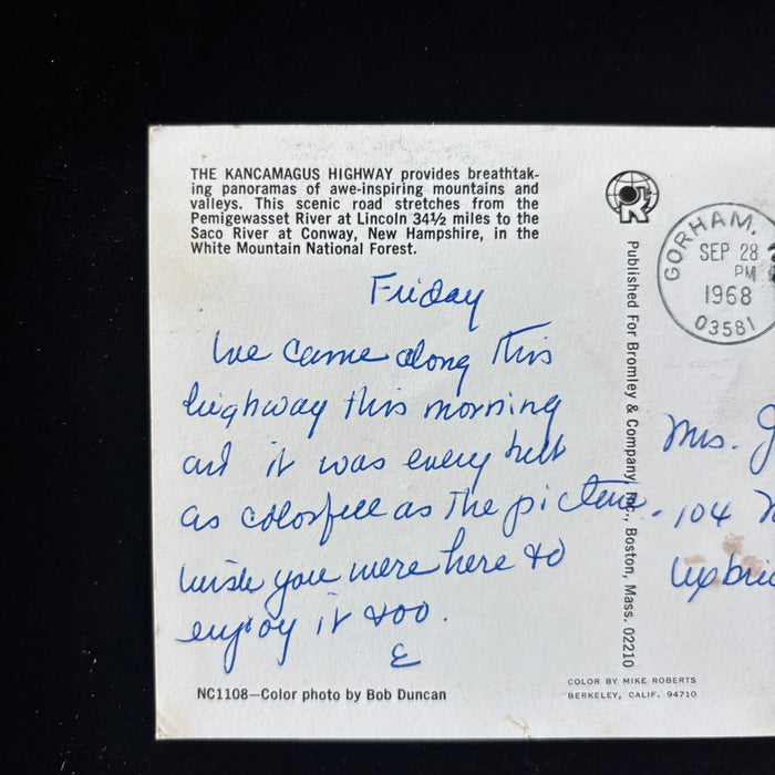 Vintage Postcard 1968 Leaf Peeper Kancamagus Hwy White Mtn New Hampshire Autumn