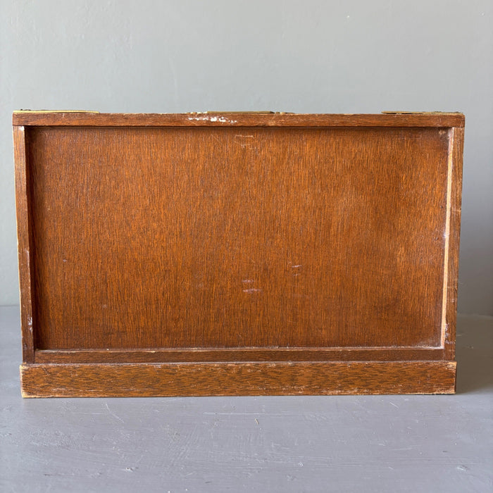 Vintage Asian Wood Jewelry Box Chest Crystal Storage