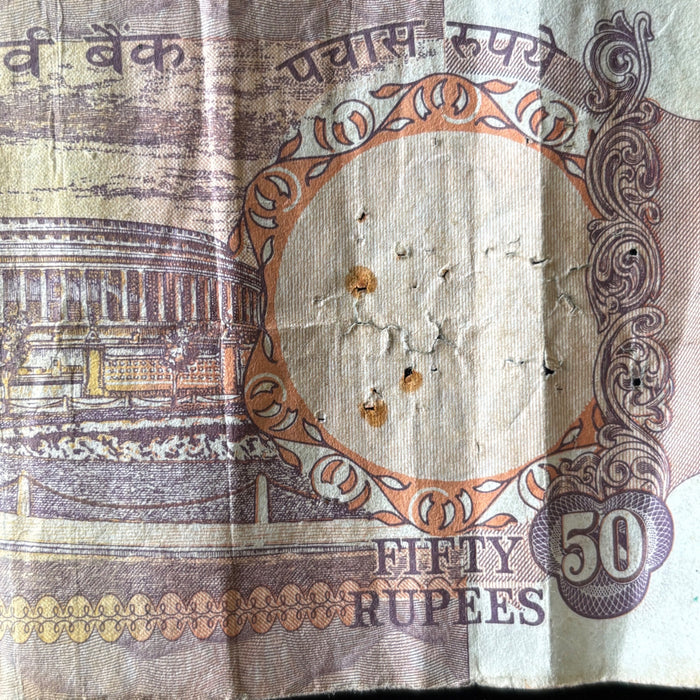Vintage Banknote Lot India 10, 50 Pre Rupees Rhinoceros Elephant Tiger Gandhi