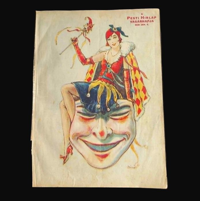 Vintage Ephemera 1930 Farsang Carnival Art Deco András Biczó Pesti Hirlap Hungarian