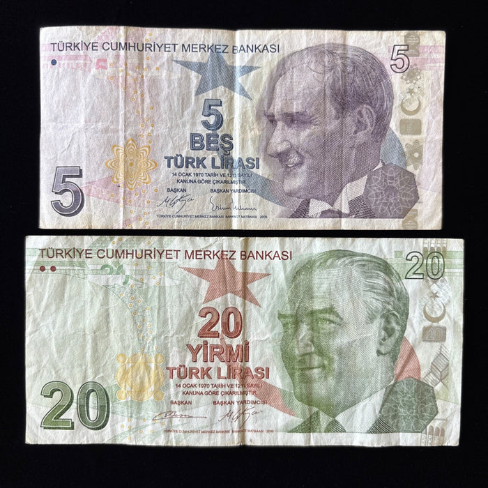 Vintage Banknote Lot 2009 Turkey Science Math Architecture Watermark UV Verified