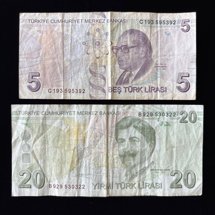 Vintage Banknote Lot 2009 Turkey Science Math Architecture Watermark UV Verified