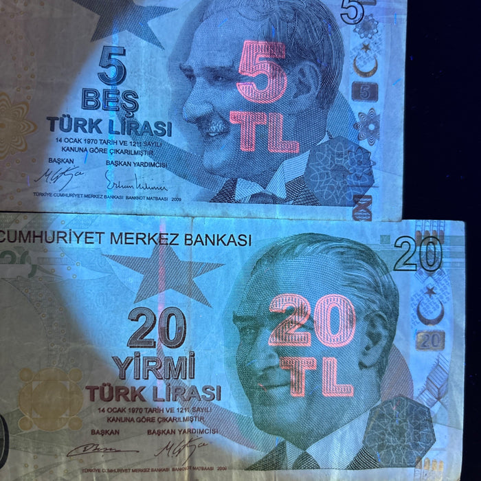 Vintage Banknote Lot 2009 Turkey Science Math Architecture Watermark UV Verified
