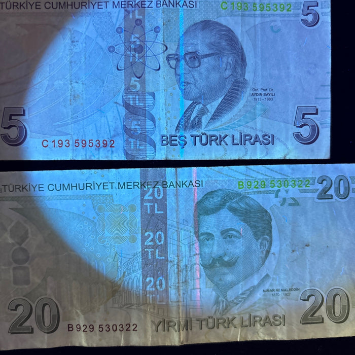 Vintage Banknote Lot 2009 Turkey Science Math Architecture Watermark UV Verified