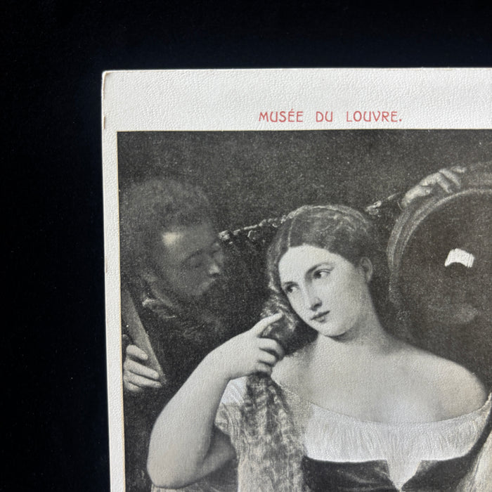 Antique Postcard 1900s Musee Louvre Le Titien Woman Mirror Fine Art Paris France