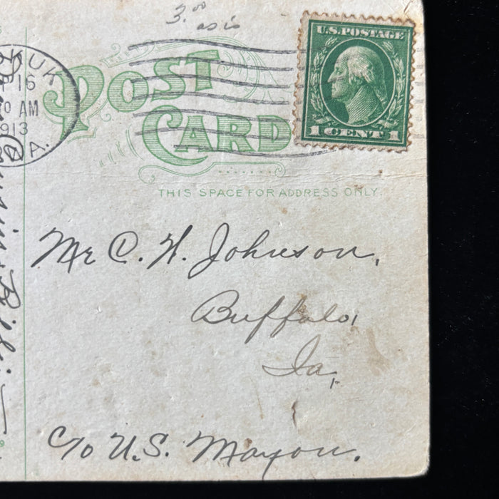 Antique Postcard 1913 Keokuk Iowa Mississippi River Power Dam Construction