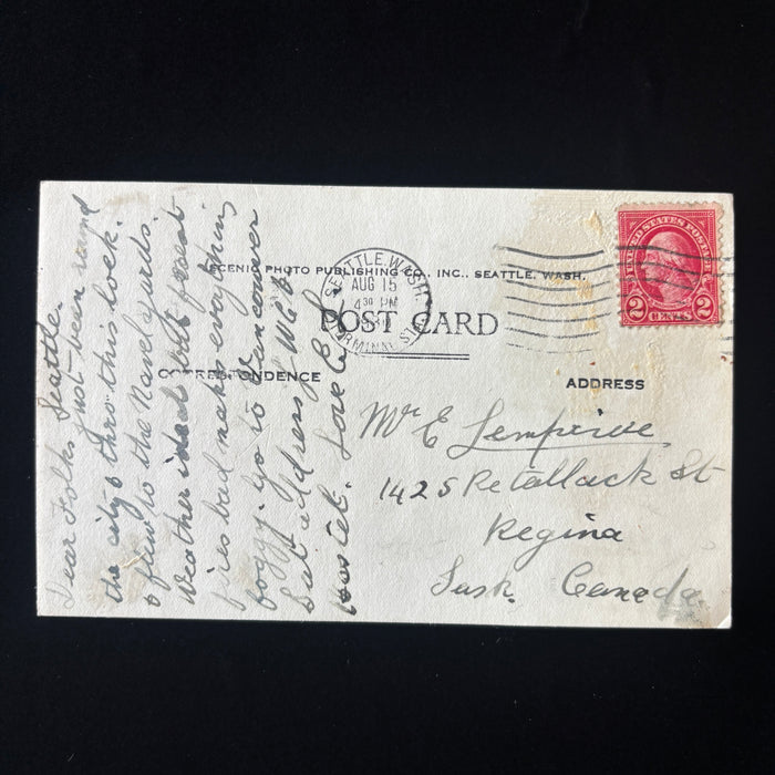 Vintage Postcard RPPC 1930 Seattle US Government Locks Maritime Social History