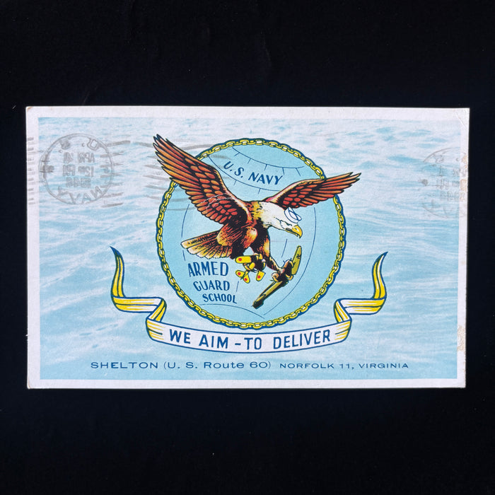 Vintage Postcard 1944 WWII Sarcastic Eagle Crushes Plane US Navy Guard School