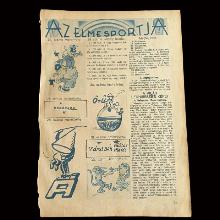 Vintage Ephemera 1930 Diego Velazquez Captain Borro & European Logic Puzzle