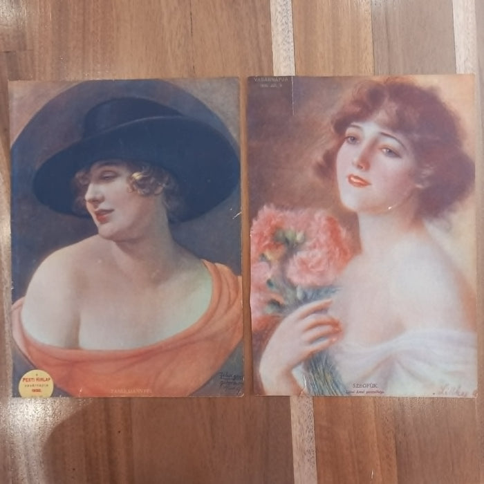 Vintage Art Prints 1930 Glamour Women Art Deco Portrait Europe Hungarian Ephemera