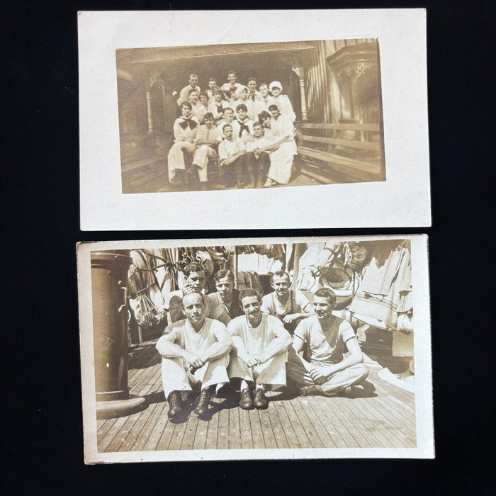 Antique Postcard Lot WWI US Navy Sailor Ship Crew Nurse Group RPPC Military