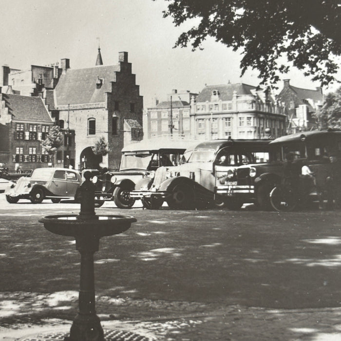 Vintage Postcard RPPC Den Haag Buitenhof Classic Cars Fountain Prison Gate Dutch