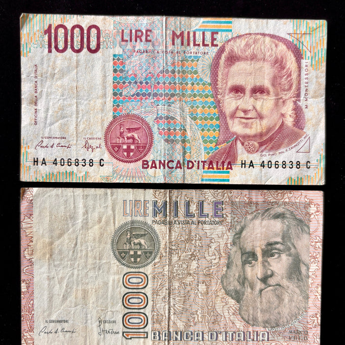 Vintage Banknote Set Italian Titan Verdi La Scala Marco Polo Montessori Lire Lot