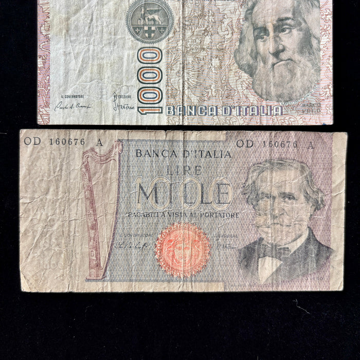 Vintage Banknote Set Italian Titan Verdi La Scala Marco Polo Montessori Lire Lot