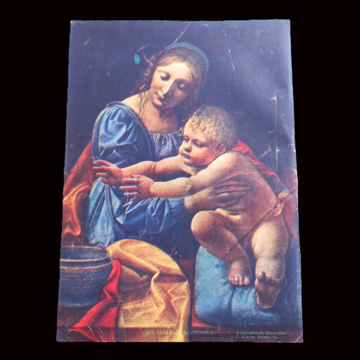 hungarian 1930s ephemera madonna and child mother mary jesus Artistic depiction of a woman holding a child, reminiscent of classical painting styles.