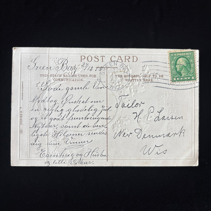 Antique Postcard 1913 Tailor Larsen Nativity Christmas Denmark Wisconsin Danish