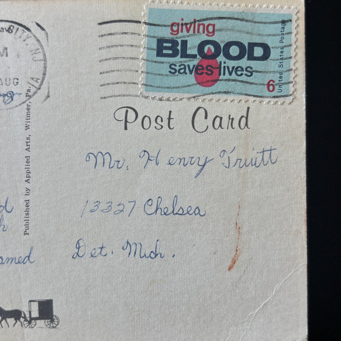 Vintage Postcard 1971 Amish Horse Drawn Sleigh Winter Snow Heart Of Amishland