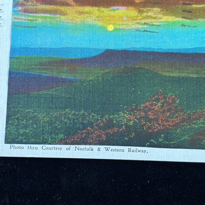 Vintage Postcard 1939 Blue Ridge Mt Sunset Skyline Dr Norfolk Western Railway VA