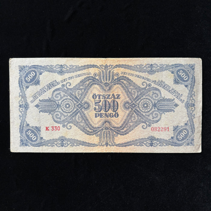 Vintage Banknote 1945 Hungary 500 Pengő WWII Hyperinflation Neoclassical Art Lady