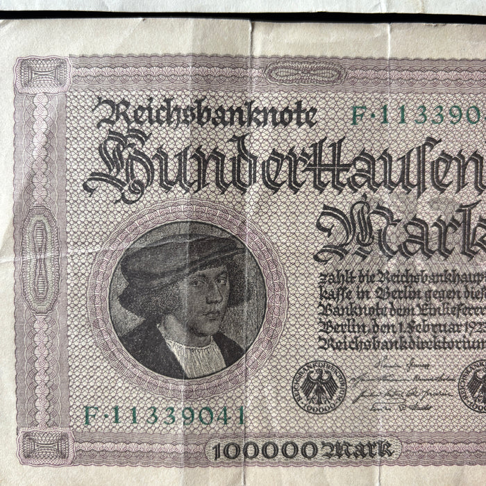 Antique Banknote 1923 German 100000 Mark Reichsbanknote Weimar Republic Lot