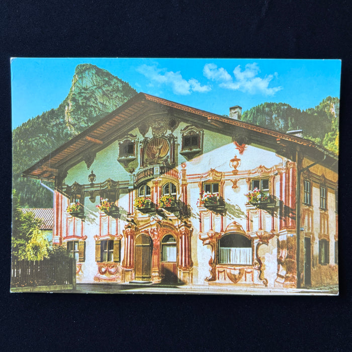 Vintage Postcard Oberammergau Germany Pilatushaus Passion Play Kofel Mountain