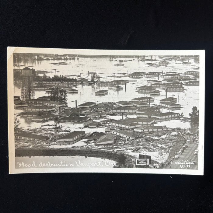Vintage Postcard 1948 RPPC Flood Desctruction Lost Town Vanport Oregon Old Cars