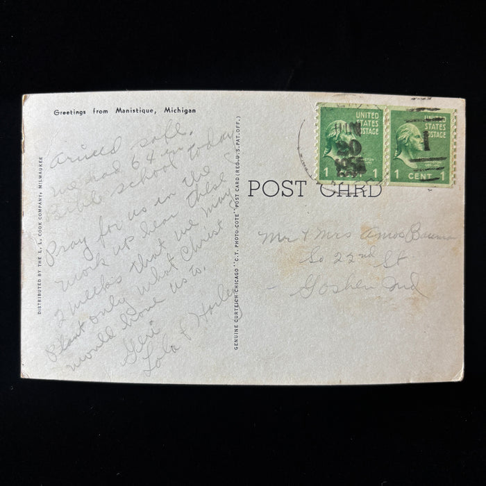 Vintage Postcard Bible School Manistique Lake Michigan Silver Ripples Photo Cote