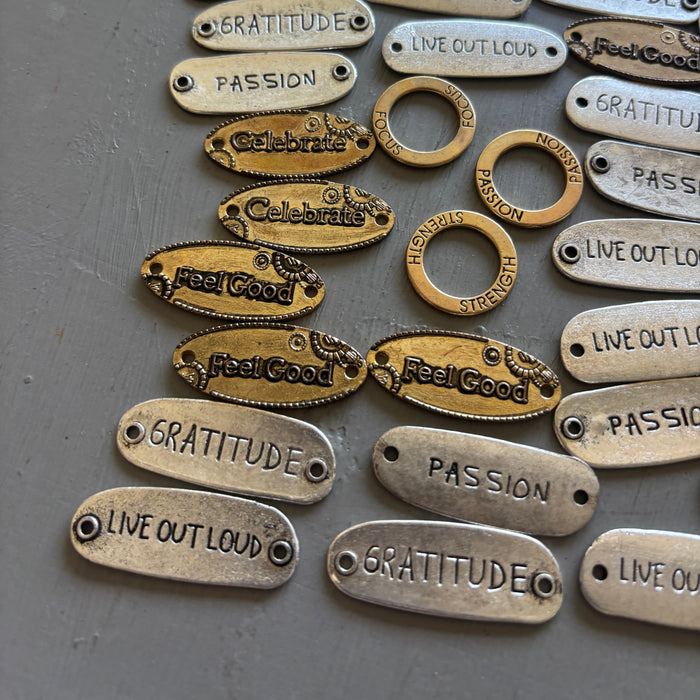 Metal Charm Bundle: Inspirational Gratitude Jewelry Making