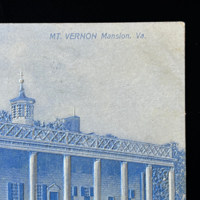 Antique Postcard 1911 Embossed Blue Mt Vernon Mansion Virginia Lancaster PA