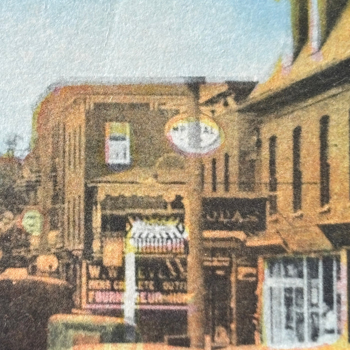 Vintage Postcard 1940s Automobiles Magog Quebec Main Street Canada Petroliana