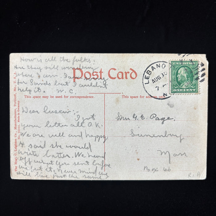 Antique Postcard 1911 Boat Cottage Sunset Mascoma Lake E. Lebanon New Hampshire