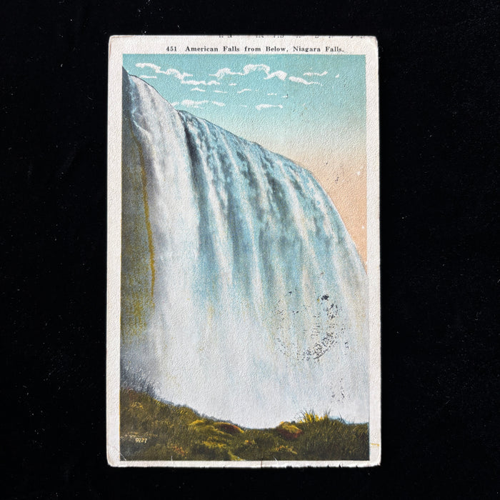 Antique 1924 Postcard Niagara Waterfalls American Falls from Below Buffalo NY