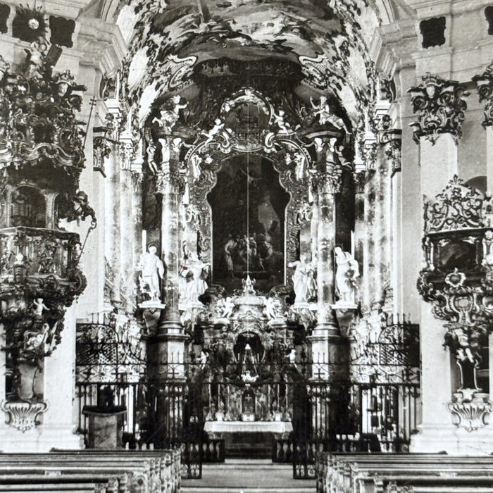 Vintage Postcard RPPC Wieskirche Steingaden German Bavaria Baroque Church UNESCO