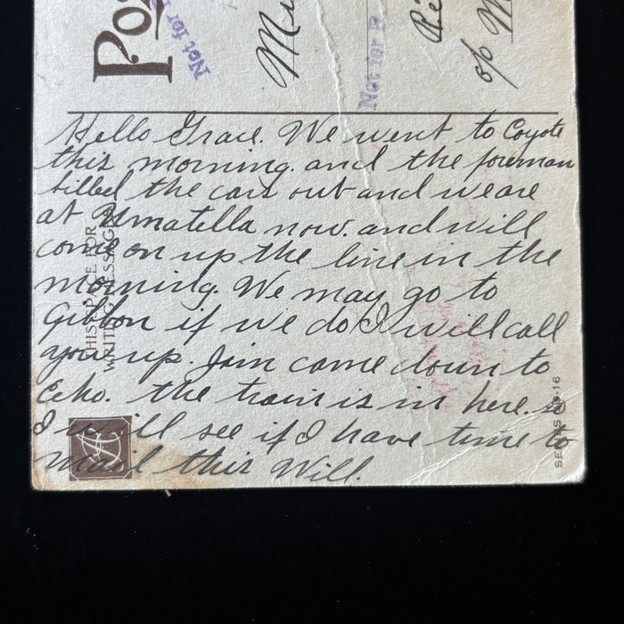Antique Postcard 1910 RPO Pocatello Portland Oregon Umatilla Pendleton Shaving