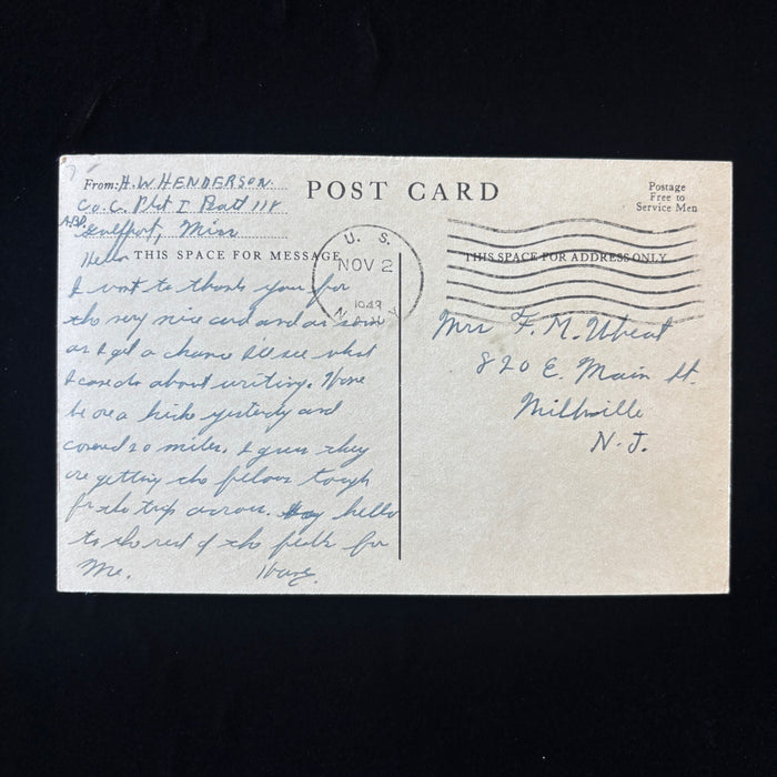 Vintage Postcard 1943 WWII US Navy Seabees Gulfport 114th Construction Battalion