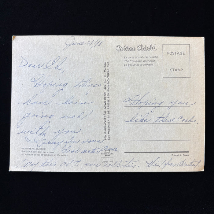 Vintage Postcard 1978 Deltiology Collector Montreal Canada Artist Palette Amable