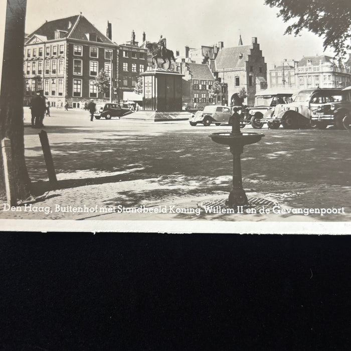 Vintage Postcard RPPC Den Haag Buitenhof Classic Cars Fountain Prison Gate Dutch