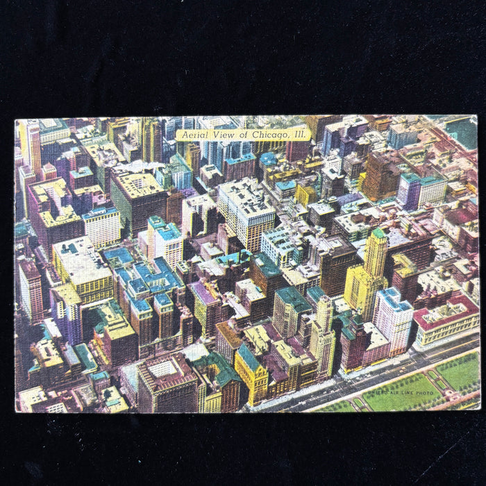 Vintage Postcard 1949 United Air Lines Photo Chicago Aerial View Nurse History