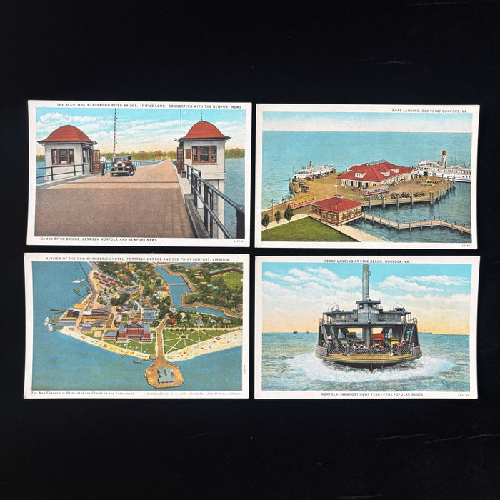 Vintage Postcard Lot Bridge Ferry Boat Cars Virginia Beach Hotel James River