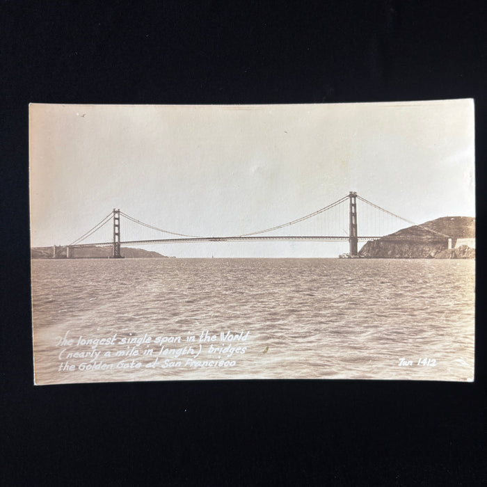 Vintage Postcard RPPC Longest Span Golden Gate Bridge San Francisco California