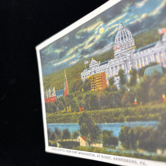 Vintage Postcard 1927 "Lots of Apples" Harrisburg PA Riverside Night