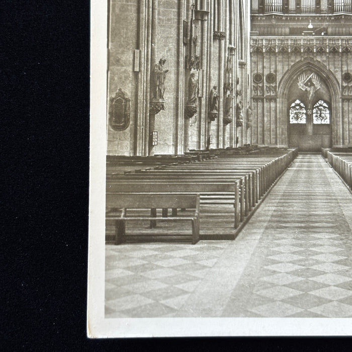 Vintage Postcard RPPC Ulm Cathedral Germany Pipe Organ Nave Gothic Interior