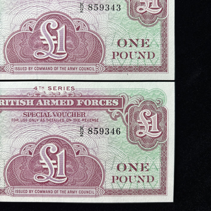 Vintage Banknote 1962 Set British Armed Forces £1 Voucher 4th Series K/2 UNC 3pc