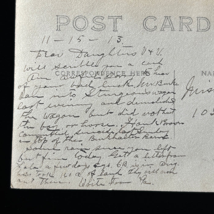 Antique Postcard 1913 RPPC Suicide Bad Luck Family Rural Town History Oregon