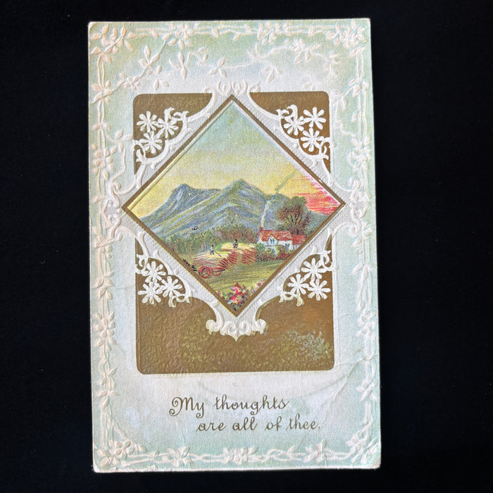Antique Postcard 1912 Fine Dandy Warm Stove Embossed Kansas Texas Mountain Farm