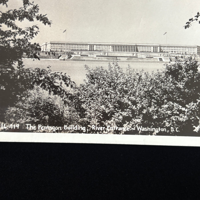 Vintage Postcard 1944 RPPC Wartime Labor Pentagon Bldg WWII River Washington DC