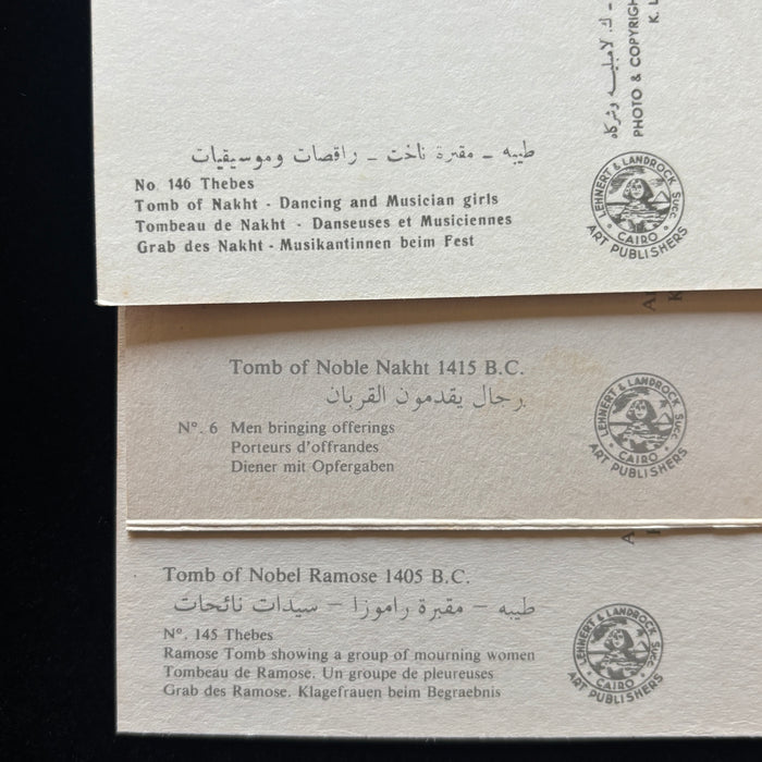 Vintage Postcard Lot Valley of Nobles Egypt Tombs Luxor Thebe Music Dancing Food